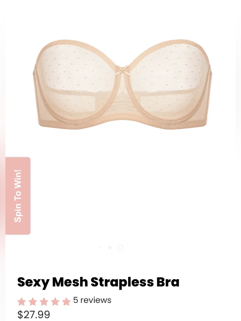 NWT Dobreva Sexy Mesh Strapless Bra